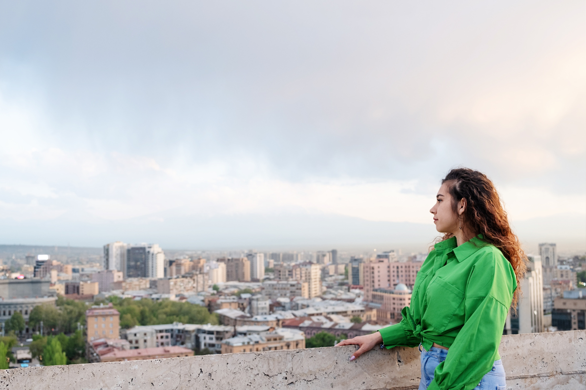 Panoramic view of Yerevan city with Mount Ararat in the background.